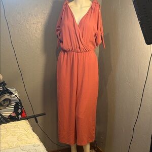 Everly Dusty Rose Pantsuit with Tie Detail on shoulder and sleeves S